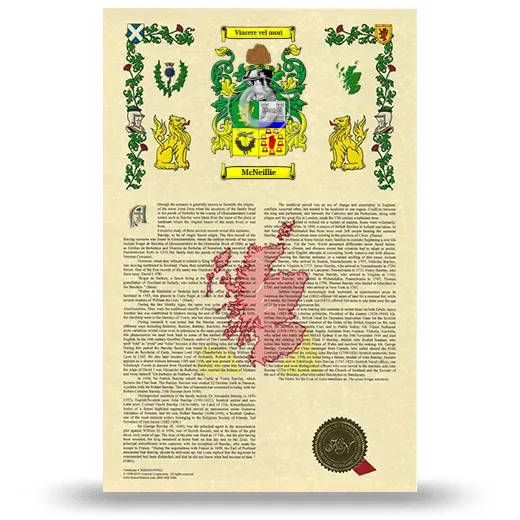 McNeillie Armorial History with Coat of Arms