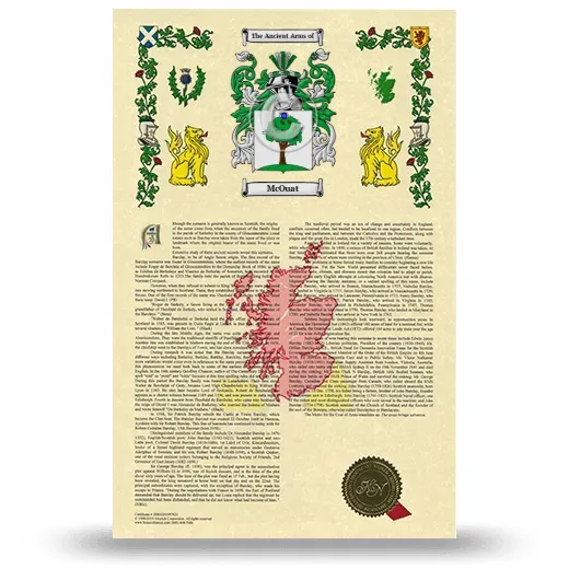 McOuat Armorial History with Coat of Arms