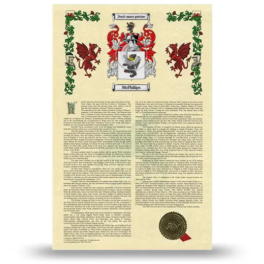 McPhilips Armorial History with Coat of Arms