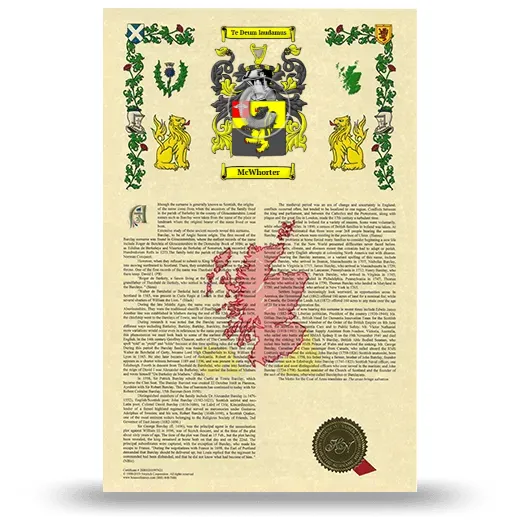 McWhorter Armorial History with Coat of Arms