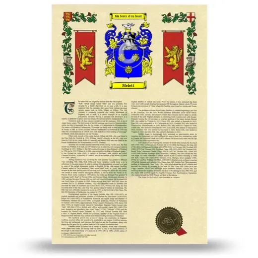 Melett Armorial History with Coat of Arms