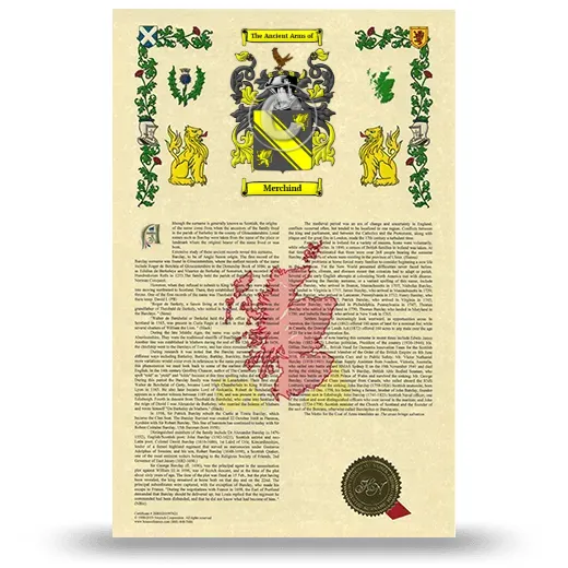 Merchind Armorial History with Coat of Arms