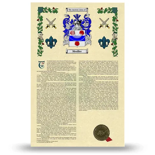 Meullier Armorial History with Coat of Arms
