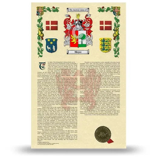 Meyer Armorial History with Coat of Arms