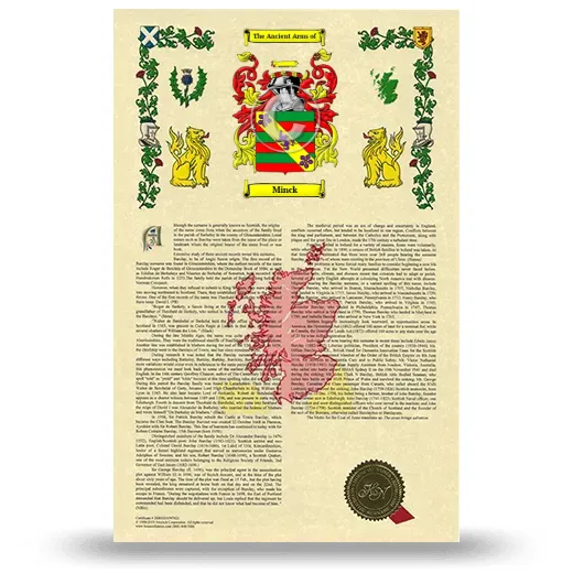 Minck Armorial History with Coat of Arms