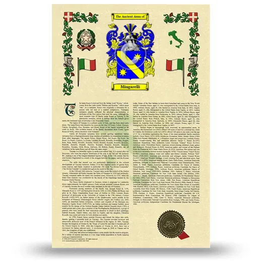 Mingarelli Armorial History with Coat of Arms