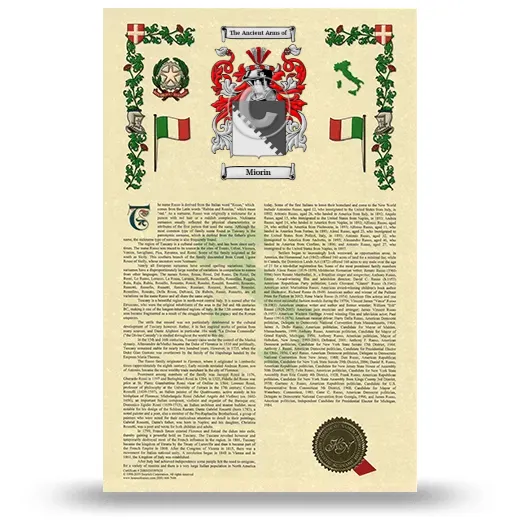 Miorin Armorial History with Coat of Arms