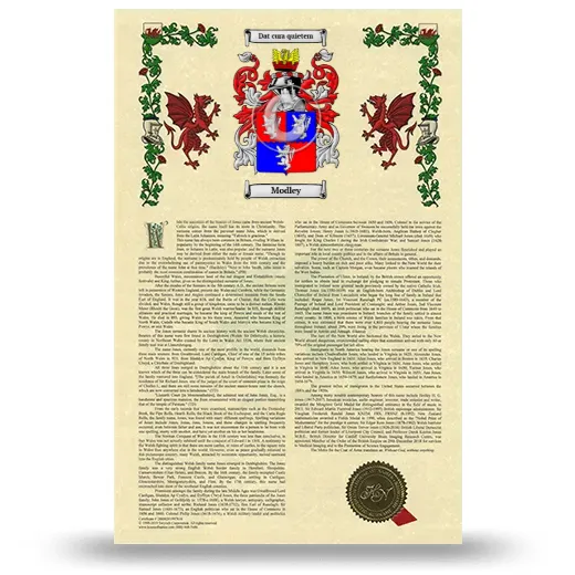 Modley Armorial History with Coat of Arms