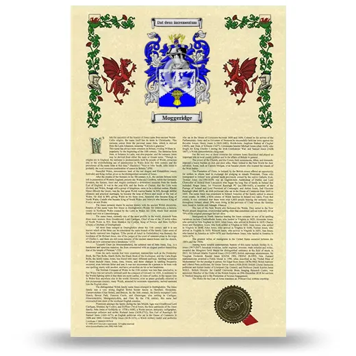 Moggeridge Armorial History with Coat of Arms