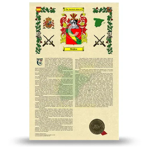 Mojica Armorial History with Coat of Arms