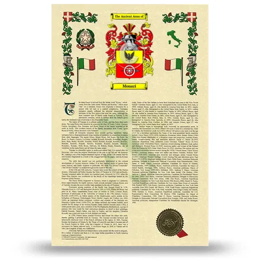 Monari Armorial History with Coat of Arms