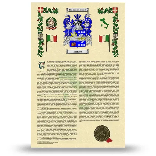 Monico Armorial History with Coat of Arms