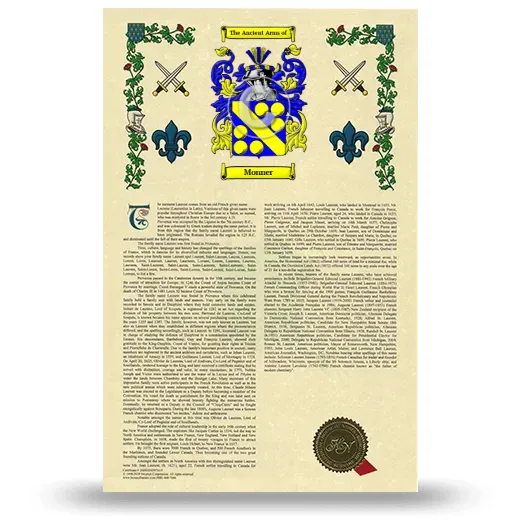 Monner Armorial History with Coat of Arms