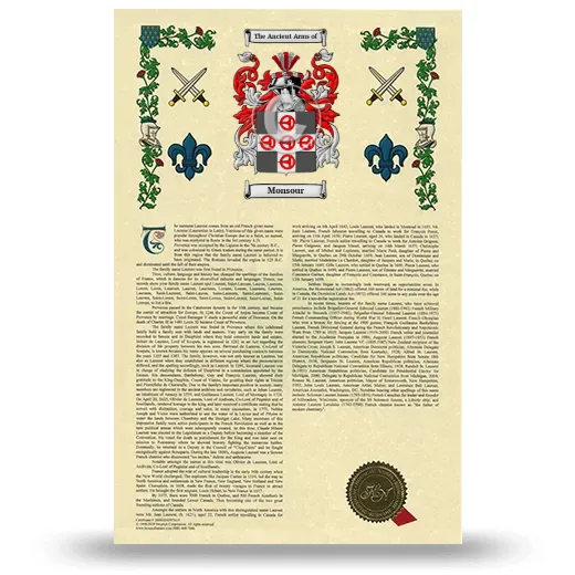 Monsour Armorial History with Coat of Arms