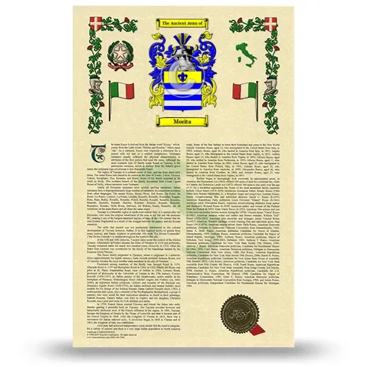 Morita Armorial History with Coat of Arms