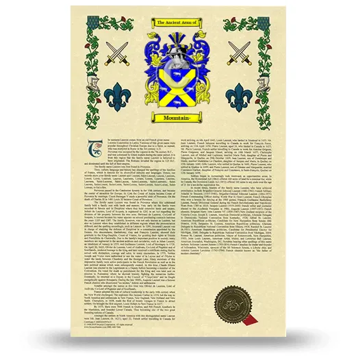 Mountain- Armorial History with Coat of Arms