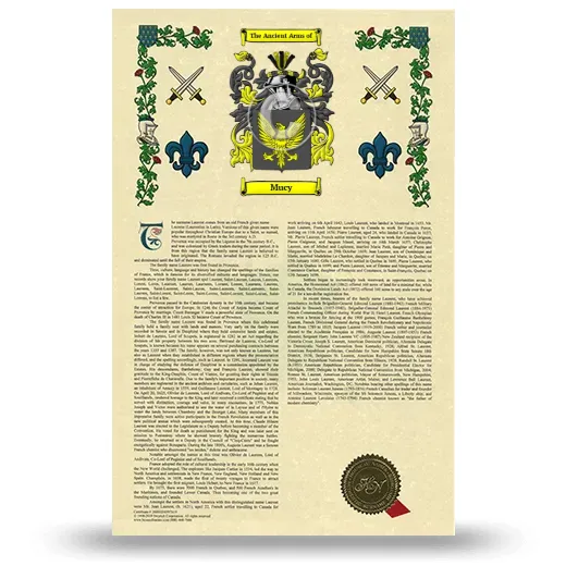 Mucy Armorial History with Coat of Arms