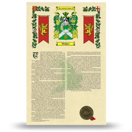 Mudgen Armorial History with Coat of Arms