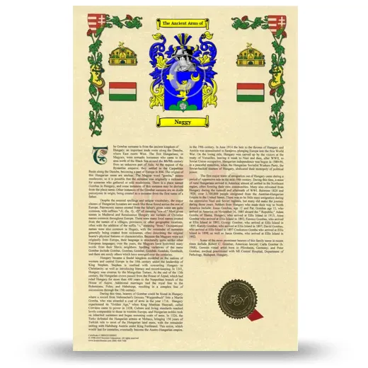 Naggy Armorial History with Coat of Arms