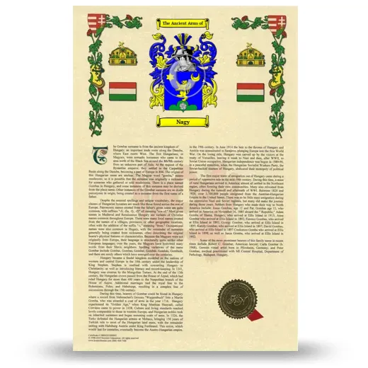 Nagy Armorial History with Coat of Arms