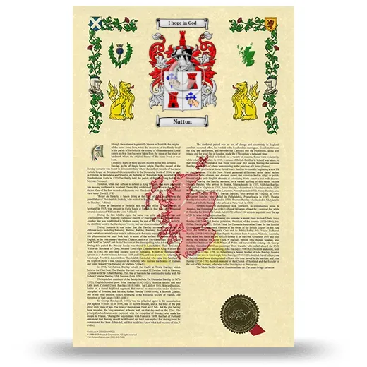 Natton Armorial History with Coat of Arms