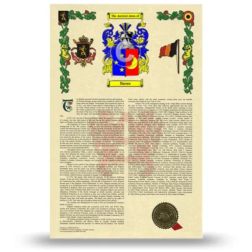 Naves Armorial History with Coat of Arms