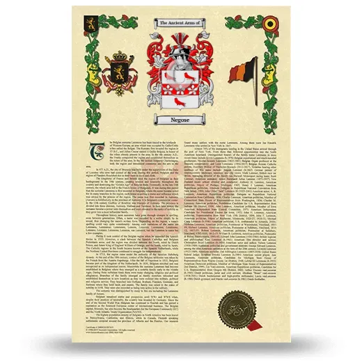 Negose Armorial History with Coat of Arms