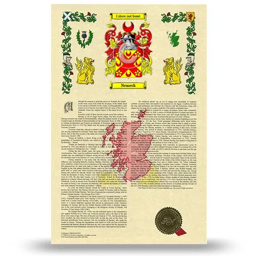 Nemeck Armorial History with Coat of Arms