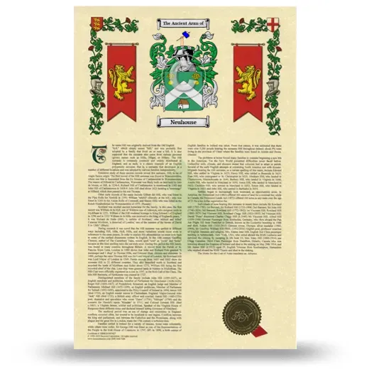 Neuhouse Armorial History with Coat of Arms