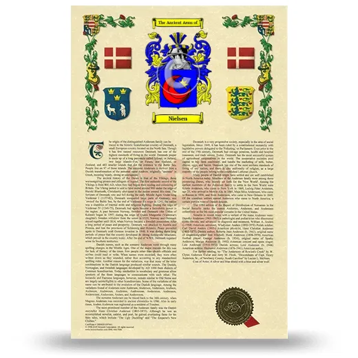 Nielsen Armorial History with Coat of Arms