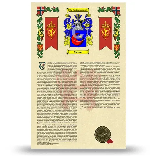 Nielson Armorial History with Coat of Arms