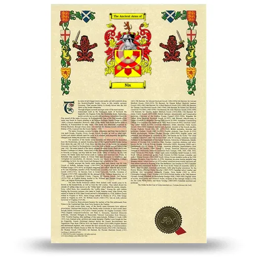 Nix Armorial History with Coat of Arms