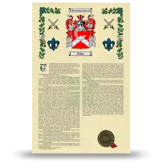 Nojon Armorial History with Coat of Arms