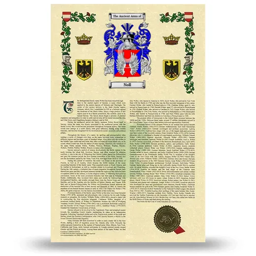 Noll Armorial History with Coat of Arms