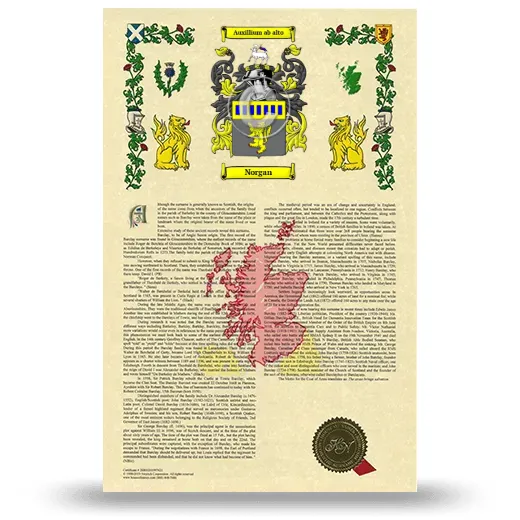 Norgan Armorial History with Coat of Arms