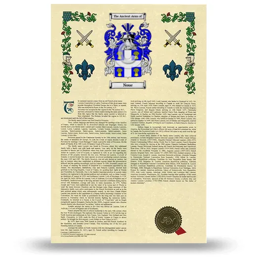 Noue Armorial History with Coat of Arms