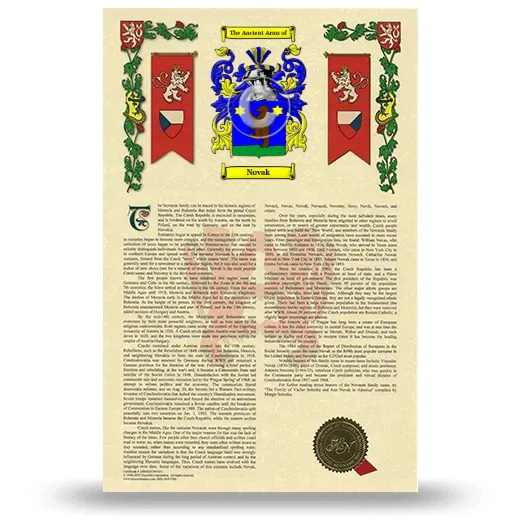Novak Armorial History with Coat of Arms