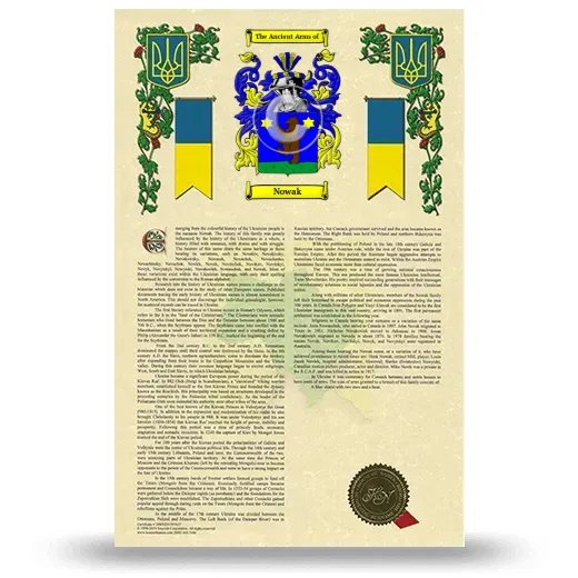 Nowak Armorial History with Coat of Arms