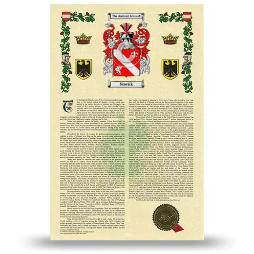 Nowick Armorial History with Coat of Arms
