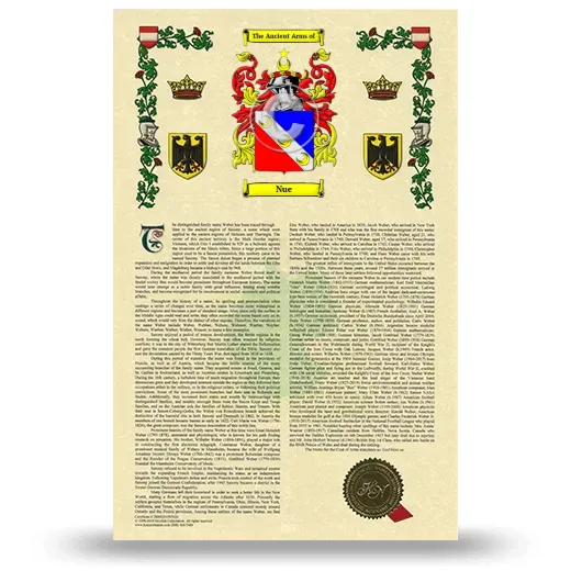 Nue Armorial History with Coat of Arms