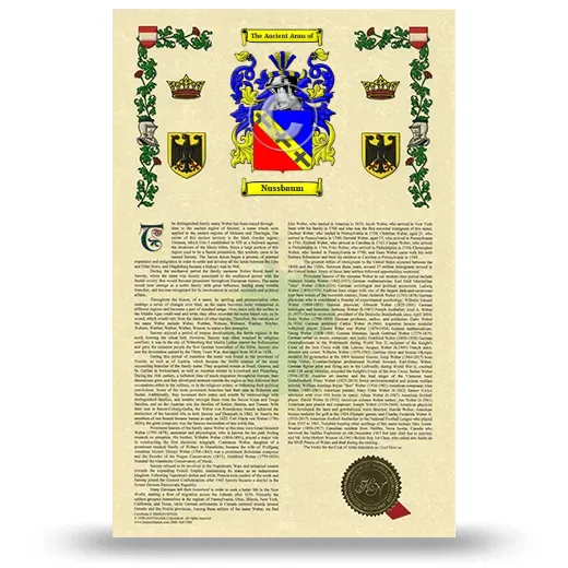 Nussbaum Armorial History with Coat of Arms