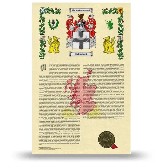 Oakinflack Armorial History with Coat of Arms