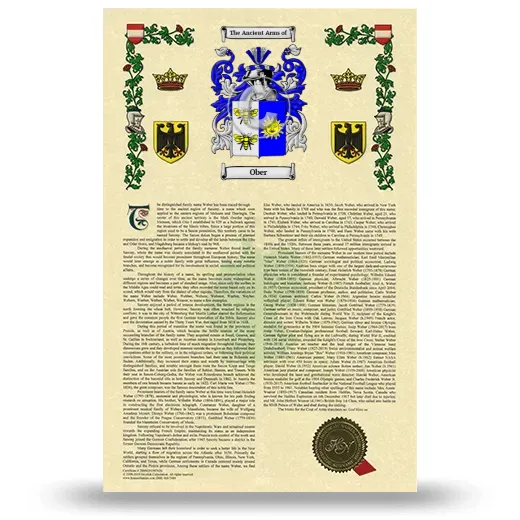 Ober Armorial History with Coat of Arms