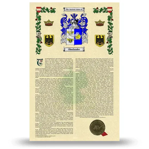 Oberlander Armorial History with Coat of Arms