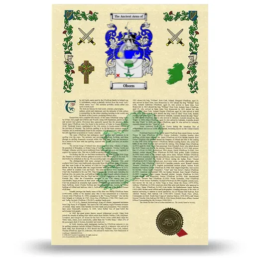 Oborn Armorial History with Coat of Arms