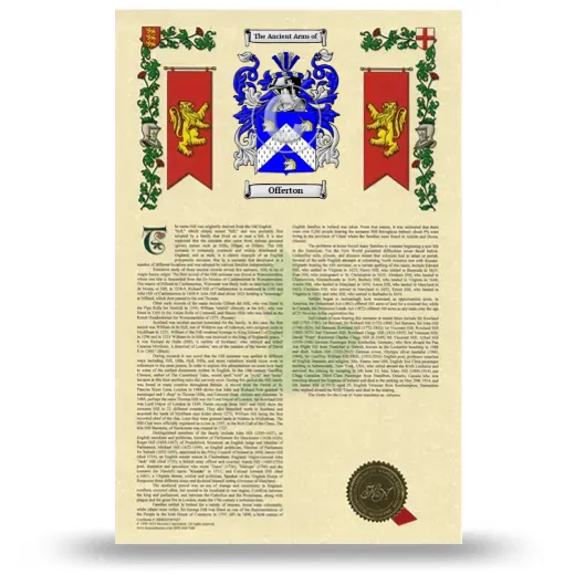 Offerton Armorial History with Coat of Arms