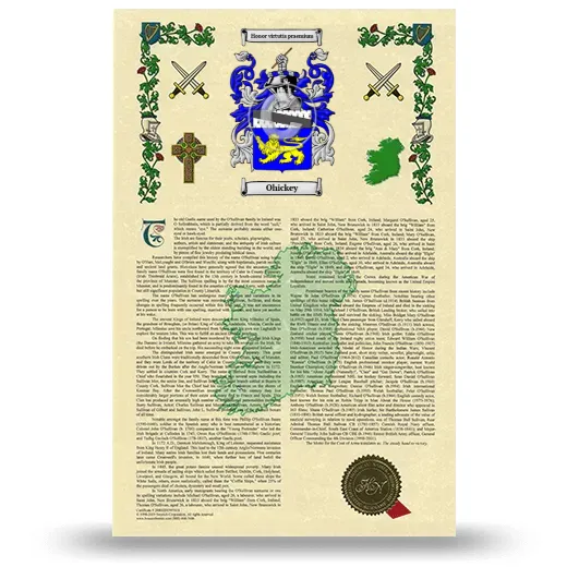 Ohickey Armorial History with Coat of Arms