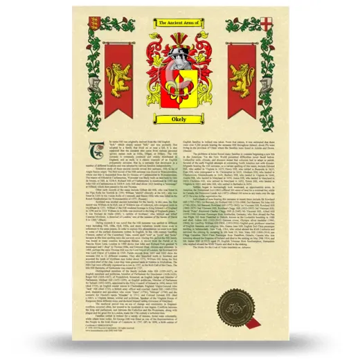 Okely Armorial History with Coat of Arms