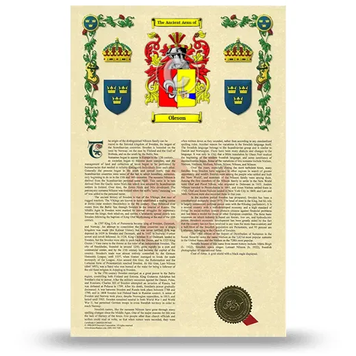 Oleson Armorial History with Coat of Arms