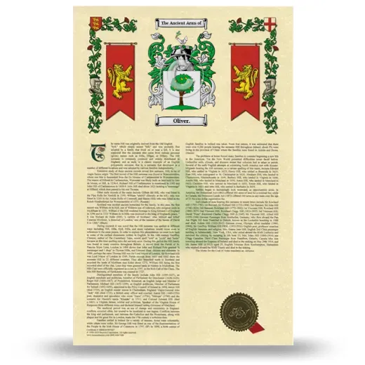 Oliver. Armorial History with Coat of Arms